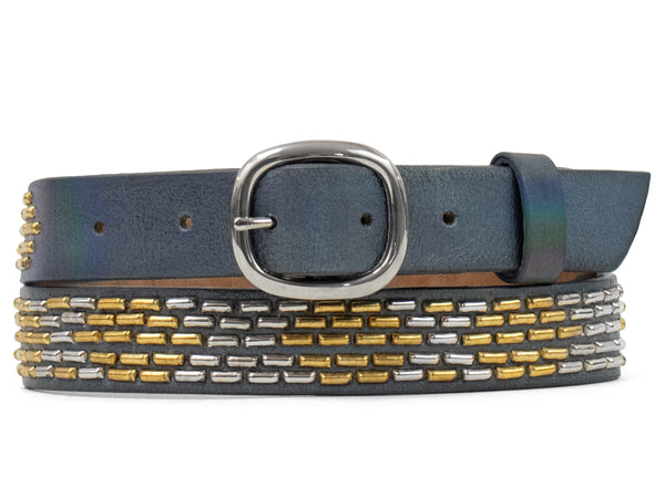 Calleen Cordero New Snake 1" Belt Paris Oro W/ Brass & Nickel Art