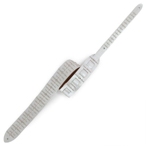 Calleen Cordero Nisha Guitar Strap White Pearl W/ Nickel Art