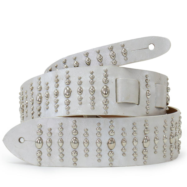 calleen cordero Nisha Guitar Strap White Pearl w/ Nickel Art