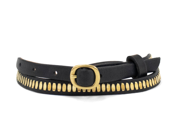 calleen cordero Nita .5" Belt Black Belmont w/ Brass Art