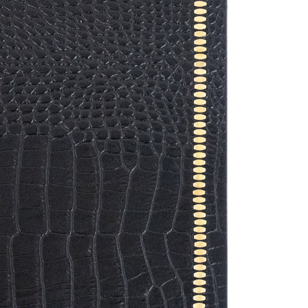 Calleen Cordero Nita Decorative Matt (15" X 22") Black Croco W/ Brass Art