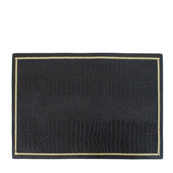 calleen cordero Nita Decorative Matt (15" x 22") Black Croco w/ Brass Art