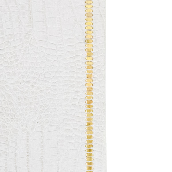 Calleen Cordero Nita Decorative Matt (15" X 22") White Croco W/ Brass Art
