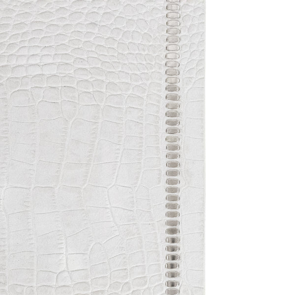 Calleen Cordero Nita Decorative Matt (15" X 22") White Croco W/ Brass Art