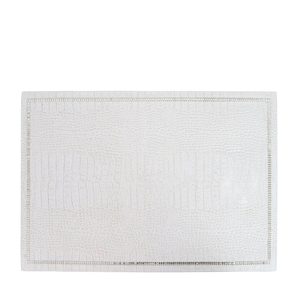 calleen cordero Nita Decorative Matt (15" x 22") White Croco w/ Brass Art