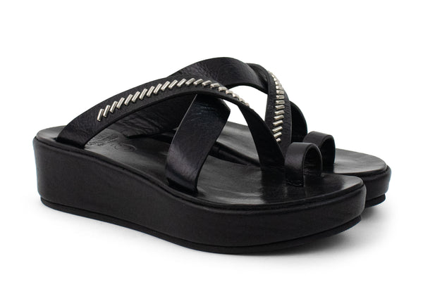 Calleen Cordero Nova Solara Platform Black Rodeo W/ Nickel Art