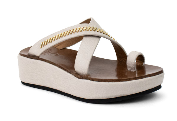 calleen cordero Nova Solara Platform White Nappa w/ Brass Art
