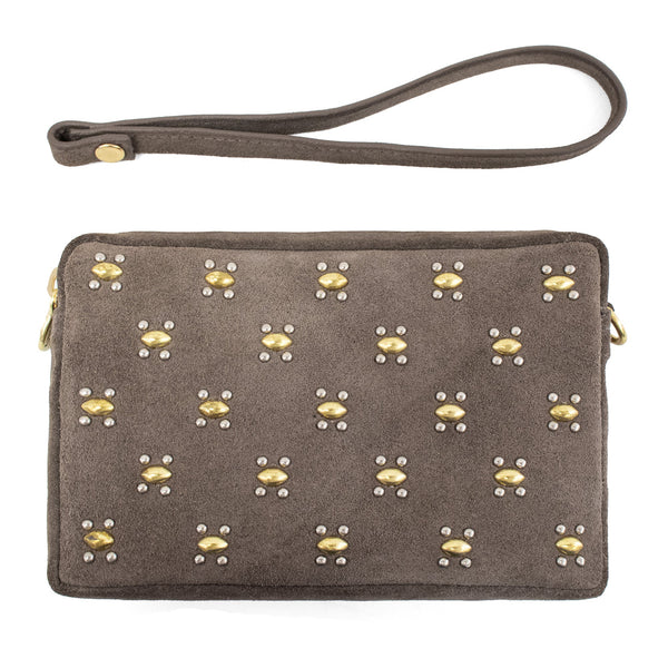 Calleen Cordero Padre Abeja Wristlet Black Aniline W/ Nickel & Black Art