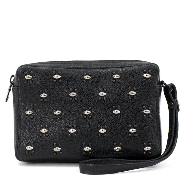 calleen cordero Padre Abeja Wristlet Black Aniline w/ Nickel & Black Art