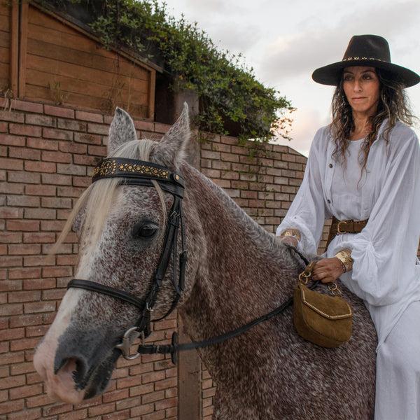 Calleen Cordero Palova Browband Black Aniv W/ Brass Art