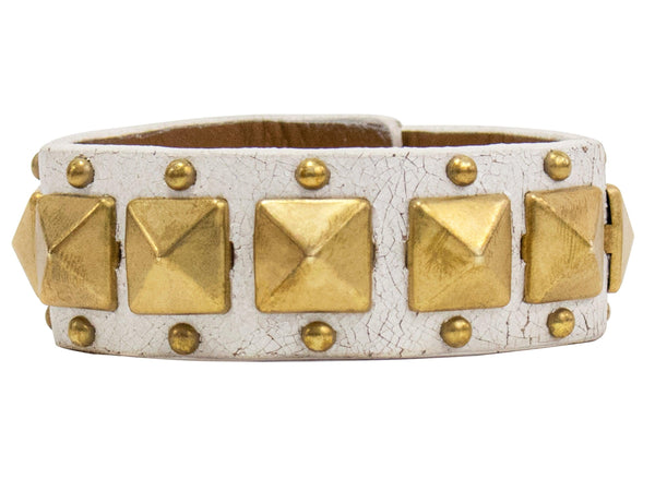 Calleen Cordero Pancho 1" Bracelet Natural Nappa W/ Brass Art