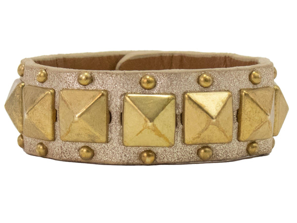 Calleen Cordero Pancho 1" Bracelet Natural Nappa W/ Brass Art
