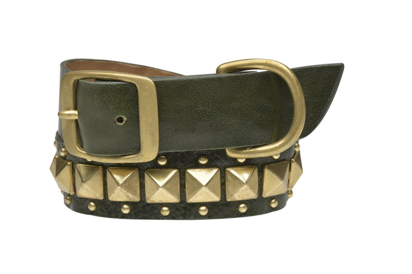 Calleen Cordero Pancho 19" Dog Collars Black Leather W/ Nickel Art