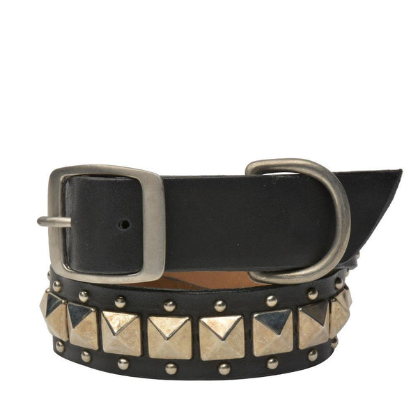 calleen cordero Pancho 22" Dog Collars Black Leather w/ Nickel Art