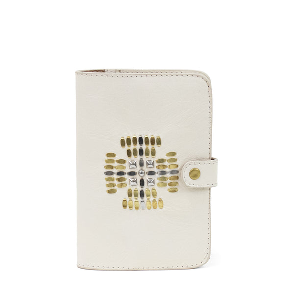 Calleen Cordero Passport Holder/Wallet Black Belmont W/ Brass & Nickel Art