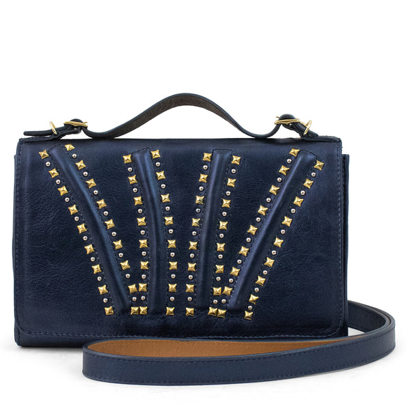 calleen cordero Pax Messenger Navy Metallic w/ Brass & Nickel Art calleen cordero Pax Messenger Navy Metallic w/ Brass & Nickel Art