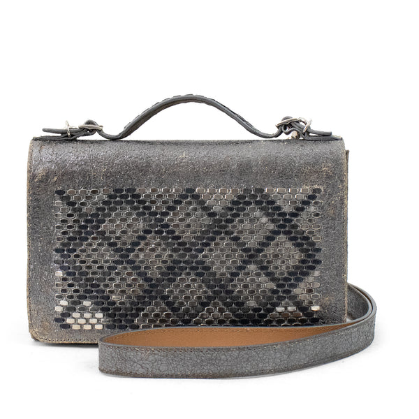 Calleen Cordero Pax Snake Messenger Gold Pearl Cracked W/ Brass & Nickel Art