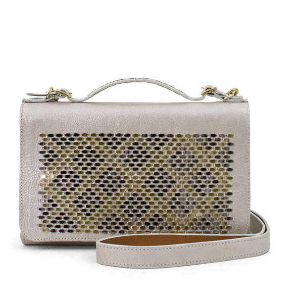 Calleen Cordero Pax Snake Messenger Gold Pearl Cracked W/ Brass & Nickel Art