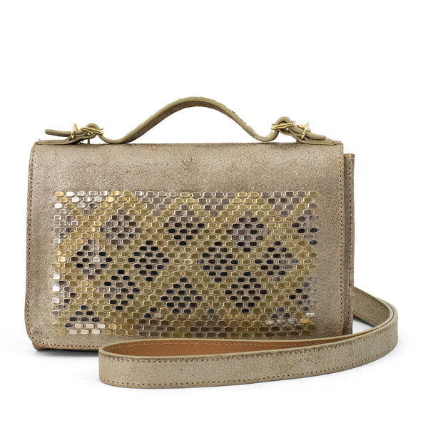 calleen cordero Pax Snake Messenger Gold Pearl Cracked w/ Brass & Nickel Art