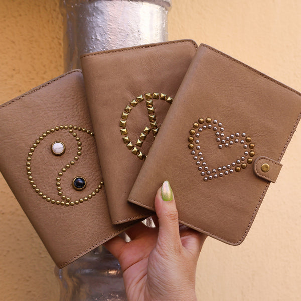 Calleen Cordero Peace Notebook 4 1/2" W X 6 H " Black Belmont W/ Nickel Art