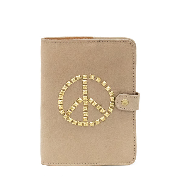 Calleen Cordero Peace Notebook 4 1/2" W X 6 H " Black Belmont W/ Nickel Art