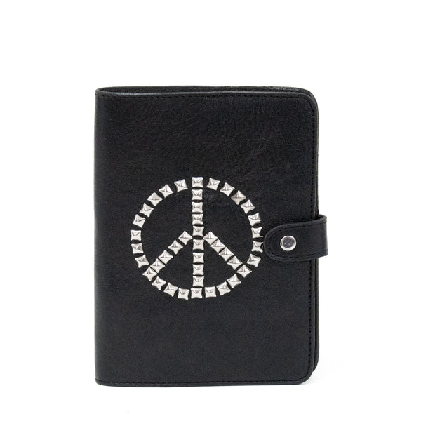 calleen cordero Peace Notebook 4 1/2" w x 6 h " Black Belmont w/ Nickel Art