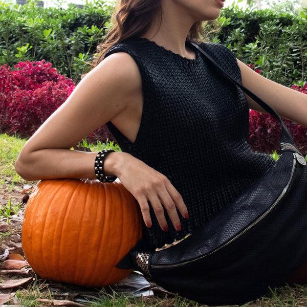 Calleen Cordero Peroni .75" Bracelet Black Suede W/ Nickel Art