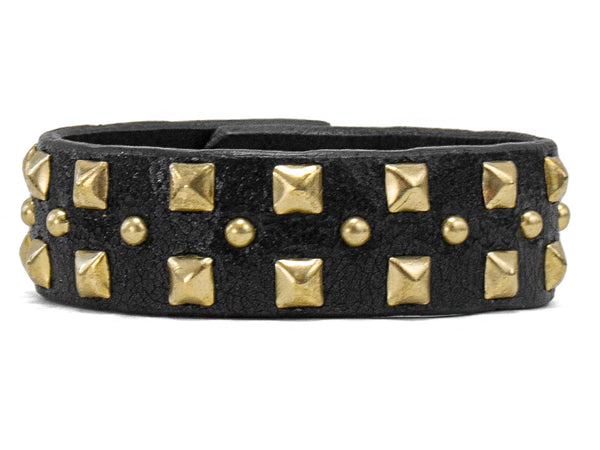 Calleen Cordero Peroni .75" Bracelet Black Suede W/ Nickel Art