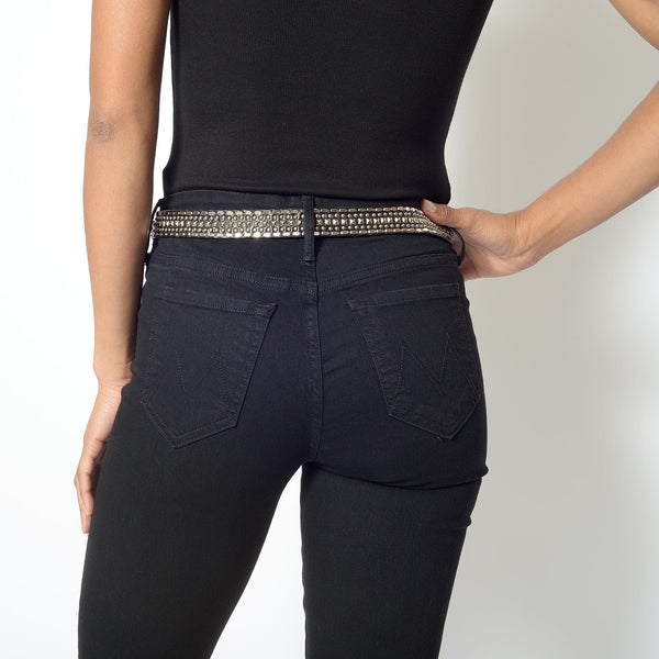 Calleen Cordero Petra 1" Belt Black Arizona W/ Nickel Art