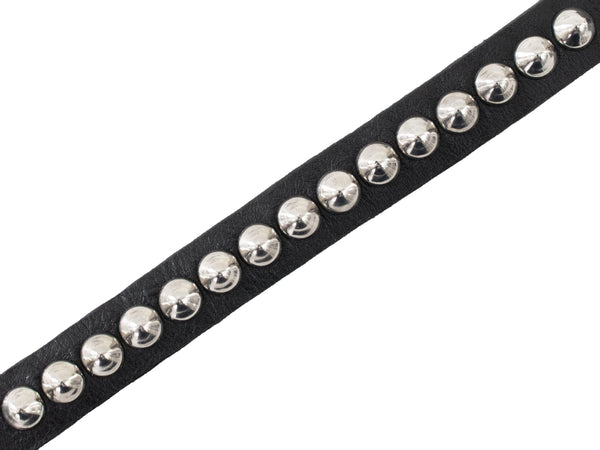 Calleen Cordero Pica .75" Cuff Bracelet Black Leather W/ Nickel Art