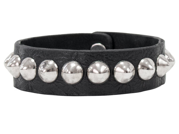 calleen cordero Pica .75" Cuff Bracelet Black Leather w/ Nickel Art