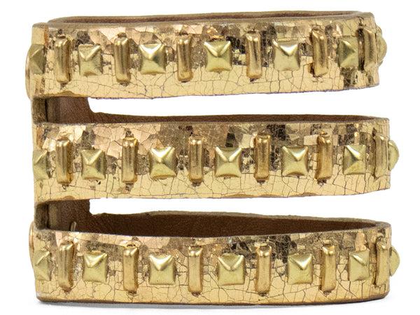 Calleen Cordero Pita 3" Bracelet Black Leather W/ Nickel Art