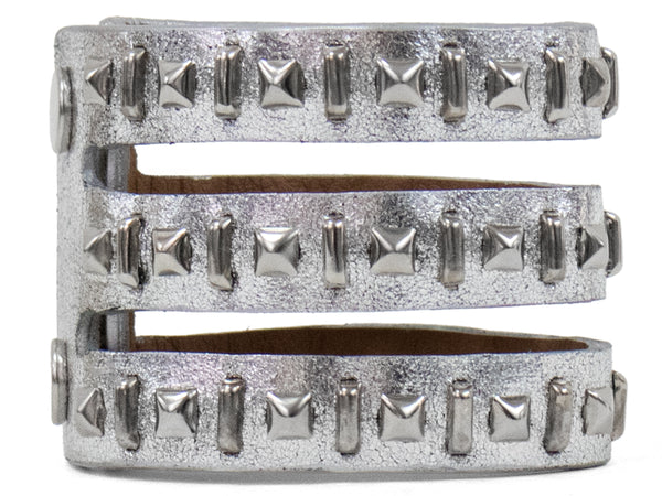 Calleen Cordero Pita 3" Bracelet Black Leather W/ Nickel Art