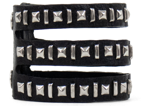 calleen cordero Pita 3" Bracelet Black Leather w/ Nickel Art
