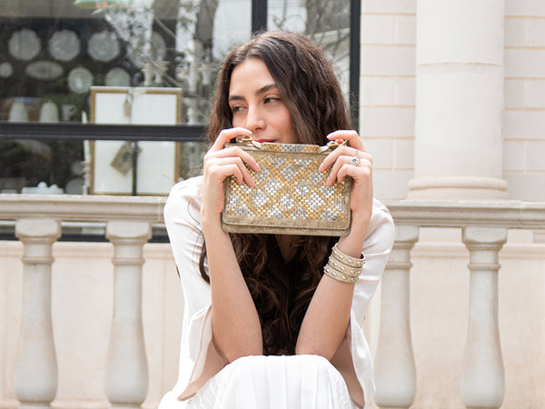 Calleen Cordero Pita Bliss 3" Bracelet White Gold Sheen W/ Nickel & Brass