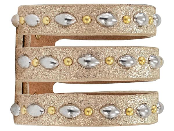 calleen cordero Pita Bliss 3" Bracelet White Gold Sheen w/ Nickel & Brass