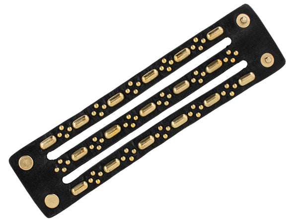 Calleen Cordero Pita Mora 3" Bracelet Black Leather W/ Brass Art