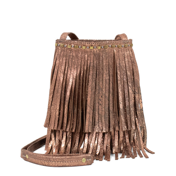 calleen cordero Pom Pom Fringe Messenger Rose Gold Hudson w/ Brass & Nickel Art