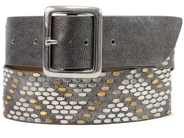 Calleen Cordero Python 1.75" Belt Light Neo Gold W/ Brass & Nickel Art