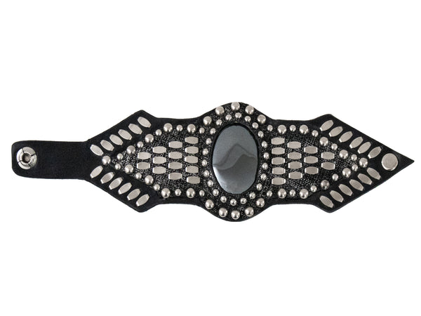 Calleen Cordero Reina Semi-precious Hematite Stone Bracelet Black Silver Linen W/ Nickel Art