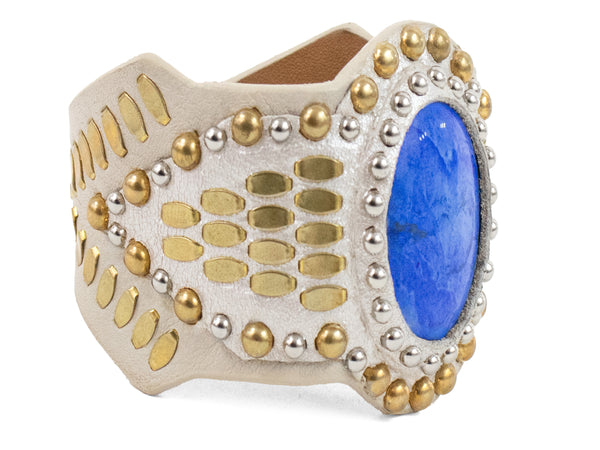 calleen cordero Reina Semi-precious Stone Bracelet White Pearl Cracked w/ Brass & Nickel Art