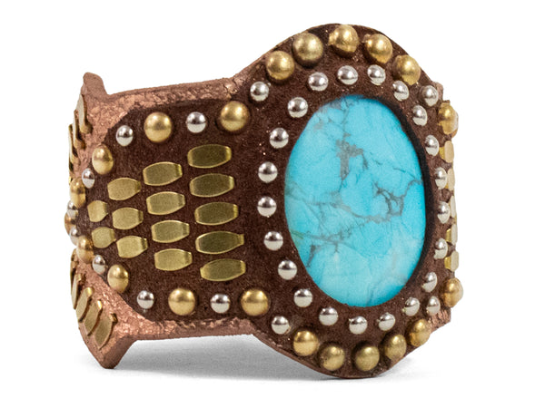 calleen cordero Reina Semi-precious Turquoise Stone Bracelet Dusty Rose Gold w/ Brass & Nickel Art