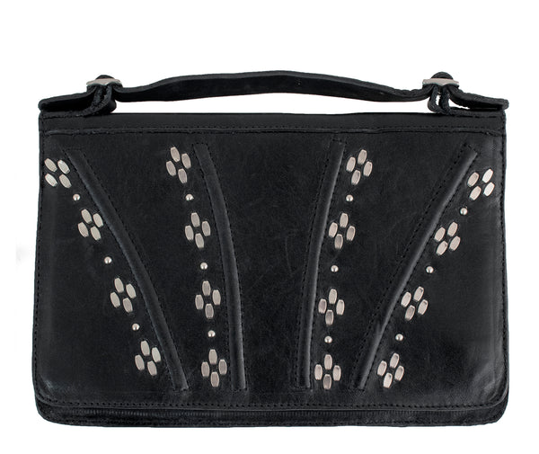 calleen cordero Rena 2 Clutch Wallet Black Leather w/ Nickel Art