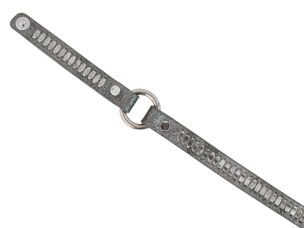 Calleen Cordero Rina Nita .5" Double Wrap Bracelet Steel Pearl Cracked W/ Nickel Art