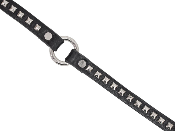 Calleen Cordero Rina P .5" Double Wrap Bracelet Black Leather W/ Nickel Art