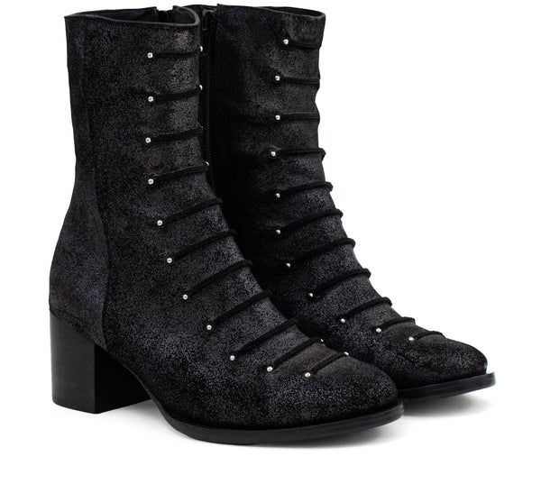 Calleen Cordero Roan Boot Black Jasper W/ Nickel Art