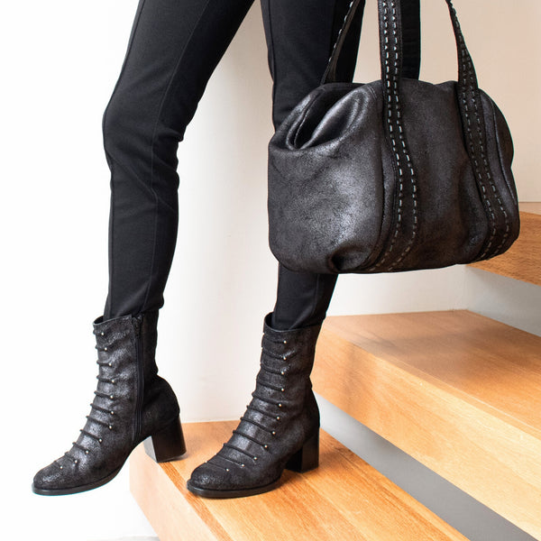 Calleen Cordero Roan Boot Black Jasper W/ Nickel Art