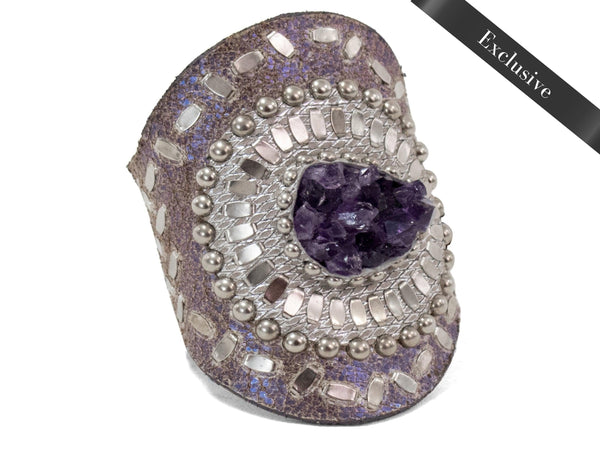 calleen cordero Rocal Sculpted Bracelet Rocal- Blue Pearl Cracked w/ Nickel Art