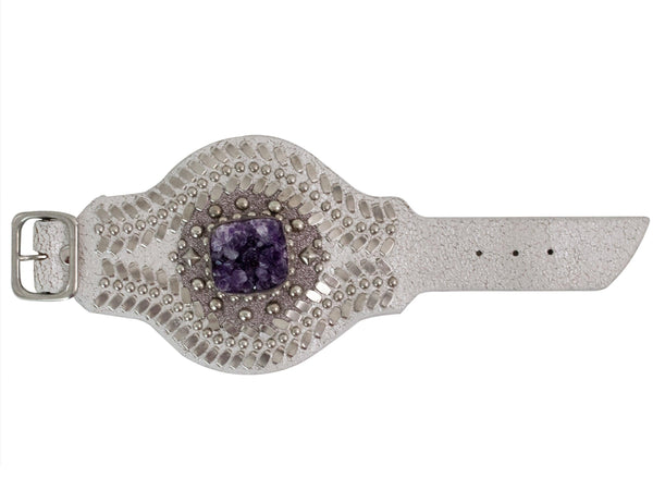 Calleen Cordero Rocal Sculpted Bracelet Rocal- White Pearl Cracked W/ Nickel Art