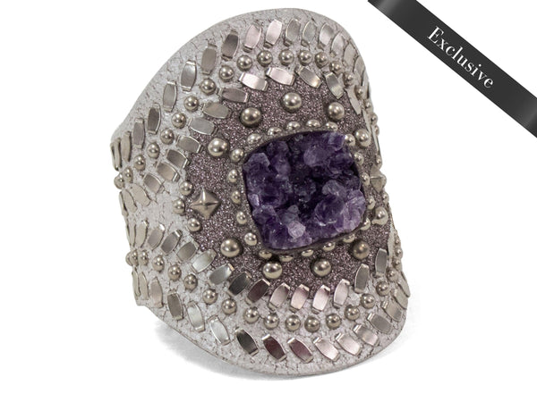 calleen cordero Rocal Sculpted Bracelet Rocal- White Pearl Cracked w/ Nickel Art